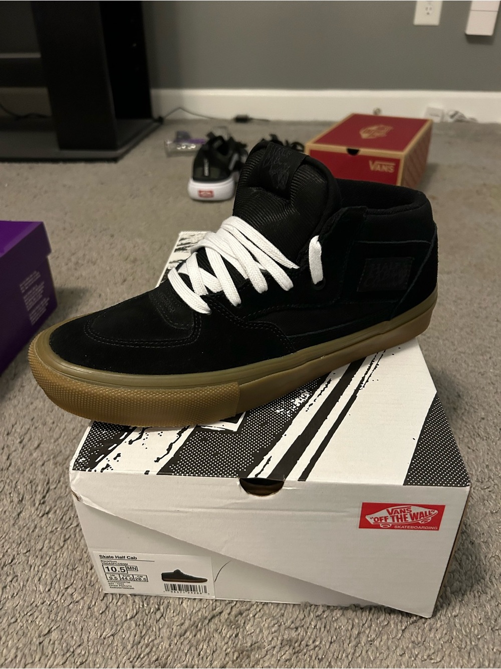 Vans Skate Half Cab Black Gum 10.5 New!!
